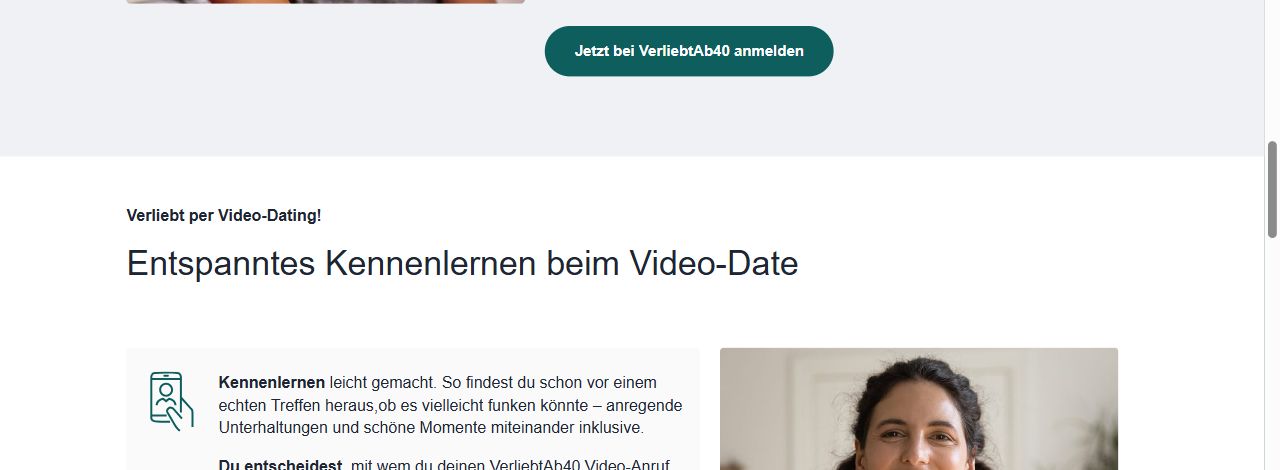 Abschnitt Entspanntes Kennenlernen beim Video-Date